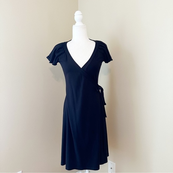 Susana Monaco Flutter Sleeve Black Wrap Dress - Small - Picture 8 of 8